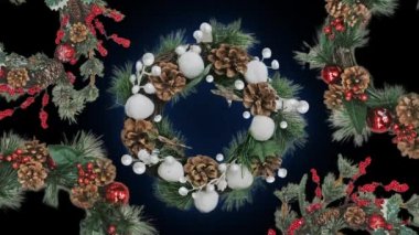 Yeni yılınız kutlu olsun. Parlak bir Noel süslemesinin dijital animasyonu