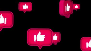 Siyah arkaplanda izole edilmiş Emoji gibi 3B reaksiyonların görüntülenmesini ayarla.