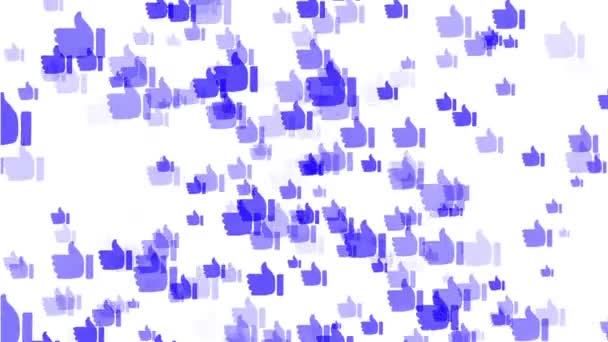 Animazione di molte icone della mano con il pollice blu verso l'alto. — Video Stock