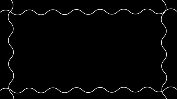 Dekorative Rahmen in Form einer Wellenlinie auf schwarzem Hintergrund minimalistisch für Präsentation, Text, Briefkopf. Unterstützung für Name, Logo, Schriftzug. modernes abstraktes Design — Stockvideo