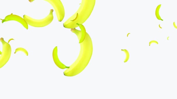 Rotación de plátanos maduros de frutas tropicales. patrón sobre un fondo negro. — Vídeo de stock