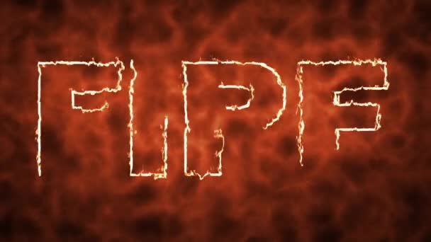 Brief FIRE. Feuerflamme auf schwarzem isoliertem Hintergrund, realistischer Feuereffekt — Stockvideo
