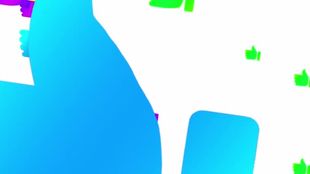Animation de nombreuses icônes de la main avec pouce bleu.Comme la réaction — Video