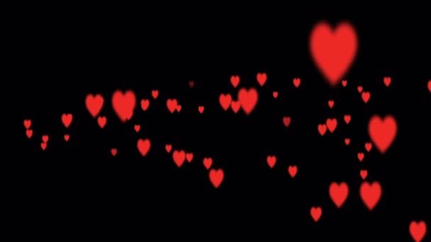 Palavra AMOR aparece de corações em um fundo preto — Vídeo de Stock