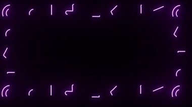 Siyah arkaplanda çeşitli neon geometrik şekillerden çerçeve görüntüsü. Sunum, metin, antet için minimalist arkaplan. İsim, logo, harf desteği. modern soyut tasarım