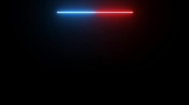 Animasyon neon ışık çerçevesi soyut ultraviyole ışığın parlak neon çizgisi. İki renk. Mavi ve kırmızı malzemeler. Siyah bir arka planda. Lazer gösterisi. Hareket tasarımı. harf başlığı, şablon, biçim