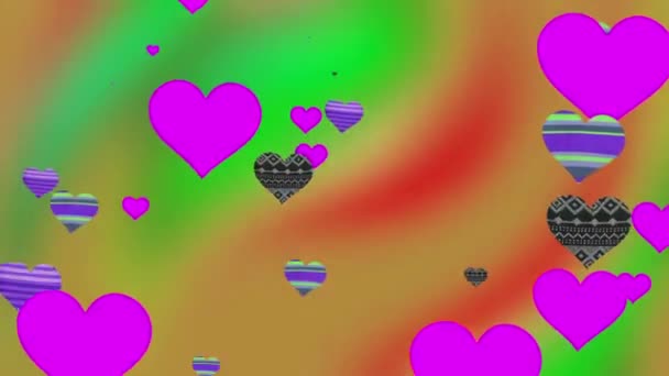 Corazón de la animación cambia de color en el fondo abstracto — Vídeo de stock