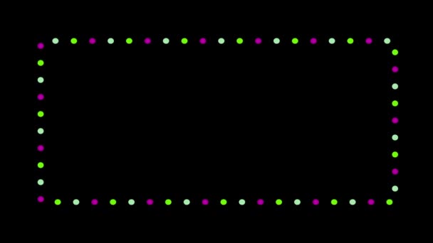 Quadro de animação de vários círculos geométricos em movimento formas de cor em um fundo preto. — Vídeo de Stock