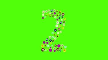 1, 2,3,4,5,6,7,8,9,10 farklı renkte yeşil izole edilmiş arka plan. Dekorasyon için şekil verme elementi. Hanım evlatları, gözler, papatya çayı. Ekran koruyucu, kesme, tatil, düğün, doğum günü