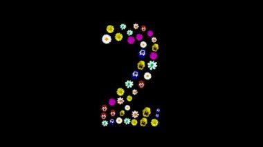 1, 2, 3, 4, 5, 6, 7, 8, 9, 9, 10 farklı renk ve siyah izole bir zemin. Dekorasyon için şekil verme elementi. Hanım evlatları, gözler, papatya çayı. Ekran koruyucu, kesme, tatil, düğün, doğum günü