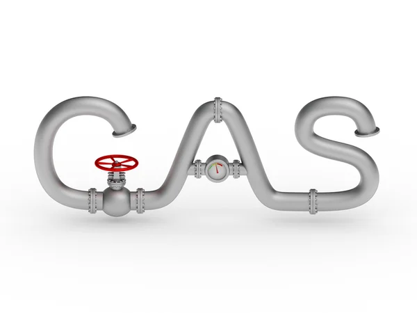 Gas word from pipes — Stock Photo, Image