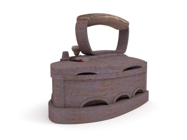 Beyaz arka plan üzerinde paslı flatiron