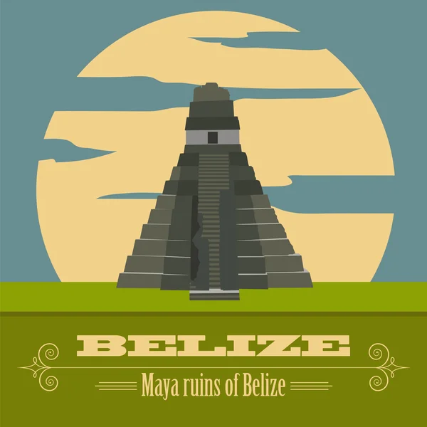 Belize yerler. Retro tarz resim — Stok Vektör