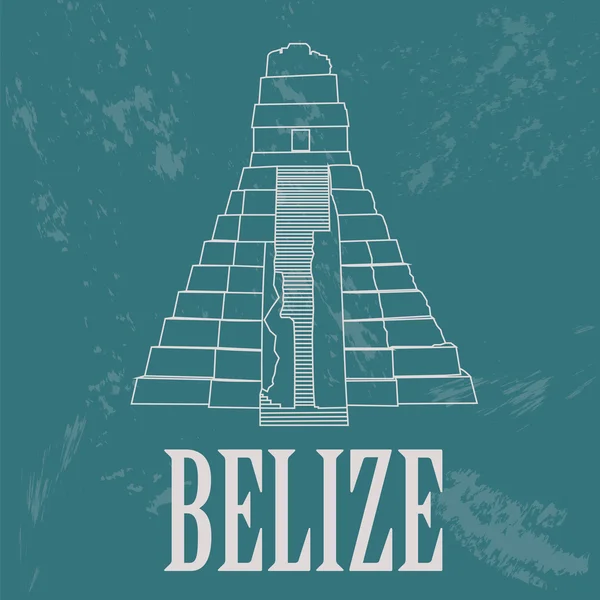 Belize yerler. Retro tarz resim — Stok Vektör