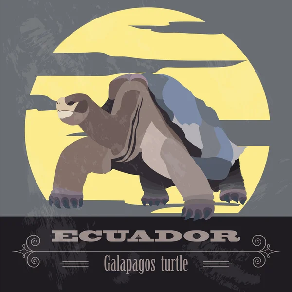 Puntos de referencia de Ecuador. Imagen de estilo retro — Vector de stock