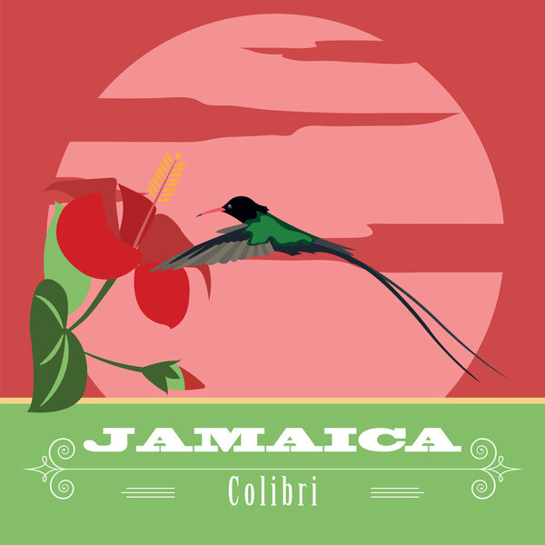 Jamaica landmarks. Retro styled image