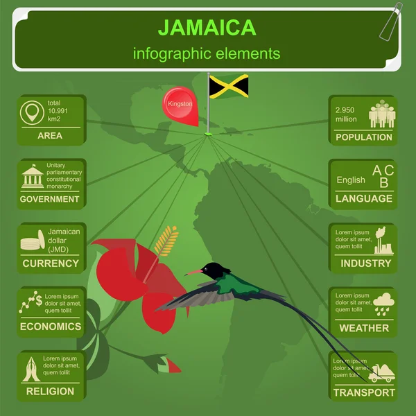 Jamaica infografías, datos estadísticos, vistas — Archivo Imágenes Vectoriales