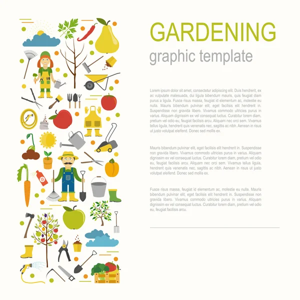Gardening work, farming infographic. Graphic template. Flat styl — Stock Vector