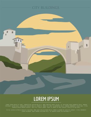 Şehir binaları grafik şablonu. Bosna Hersek