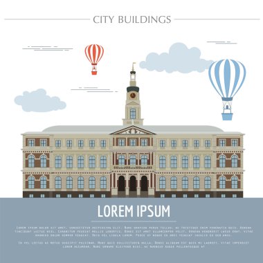 City buildings graphic template. Town hall. Rigas dome. clipart