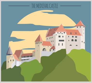Şehir binaları grafik şablonu. Liechtenstein. 