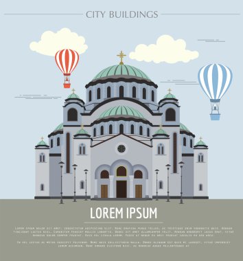 Şehir binaları grafik şablonu. Belgrad Katedrali. 