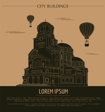 Şehir binaları grafik şablonu. Bulgaristan. Sofya. 
