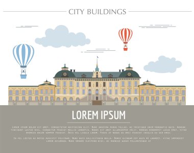 Şehir binaları grafik şablonu. Royal Palace Stockholm.