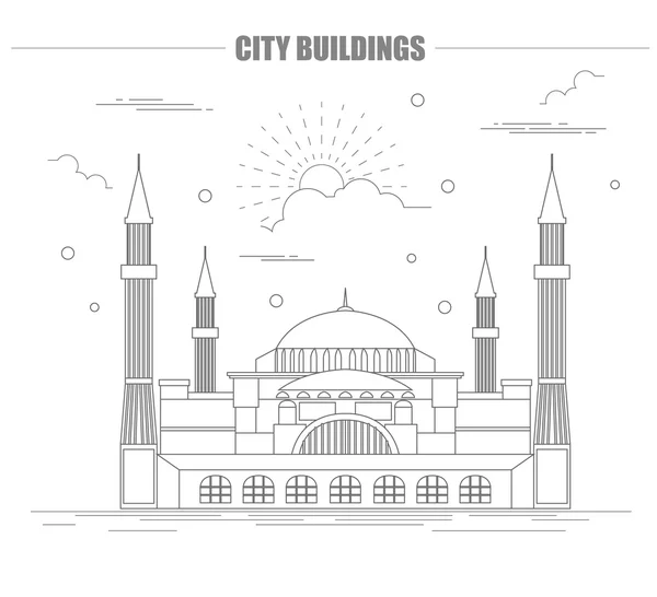 Bâtiments municipaux modèle graphique. Mosquée Sainte-Sofia . — Image vectorielle