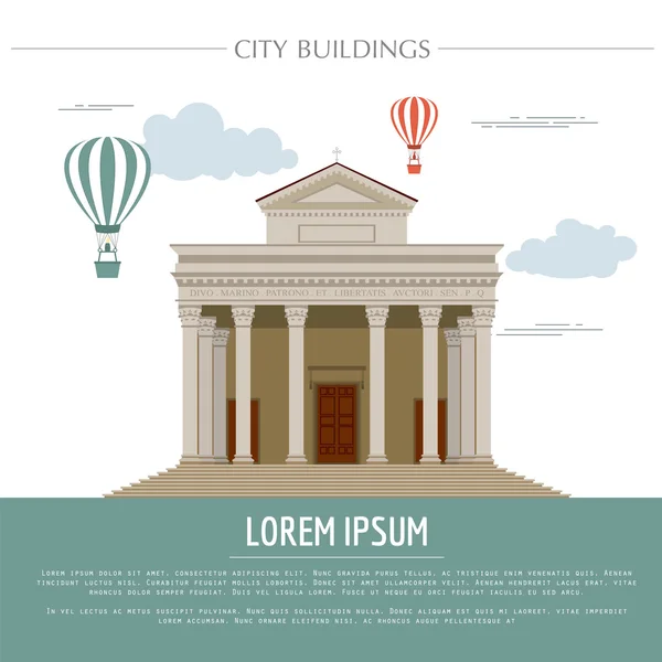 Városi épületek grafikus sablon. Olasz bazilika. — Stock Vector