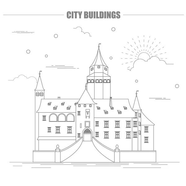 Městské budovy grafickou šablonu. Bousov hrad — Stockový vektor