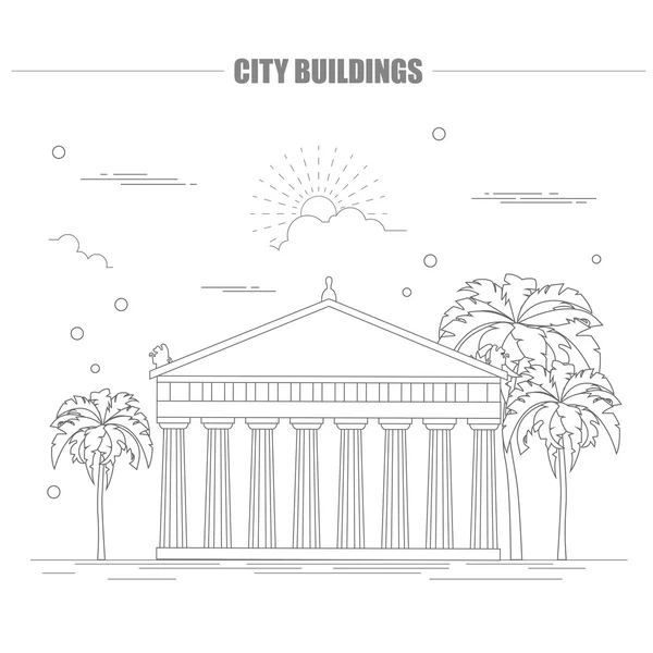Template gráfico dos edifícios da cidade. Acrópole — Vetor de Stock