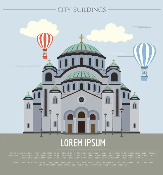 Şehir binaları grafik şablonu. Belgrad Katedrali. 