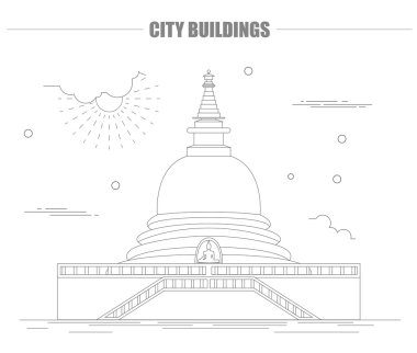 Şehir binaları grafik şablonu. Sri Lanka. Buda'nın tapınağı. 