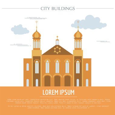 Şehir binaları grafik şablonu. İsrail. Sinagogue. 