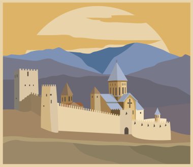 Şehir binaları grafik şablonu. Gürcistan