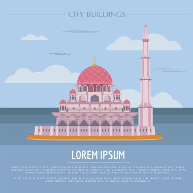 Şehir binaları grafik şablonu. Malezya, Sultan Putra Camii.
