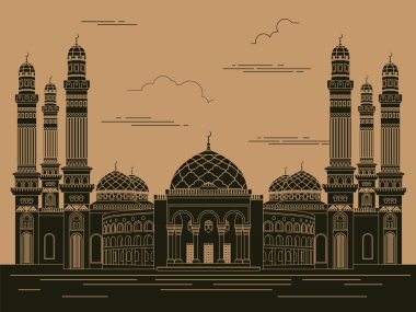 City buildings graphic template. Al Saleh mosque. Yemen. clipart