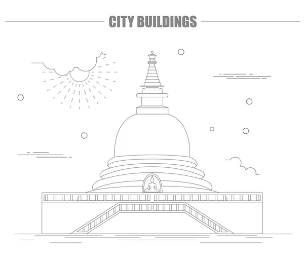 Městské budovy grafickou šablonu. Srí Lanka. Buddha chrám. — Stockový vektor