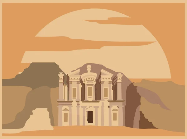 Plantilla gráfica de edificios urbanos. Jordan. Petra . — Vector de stock