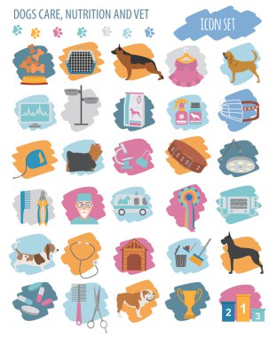 Köpek Icon set. Heatlh bakım, veteriner, beslenme, sergi