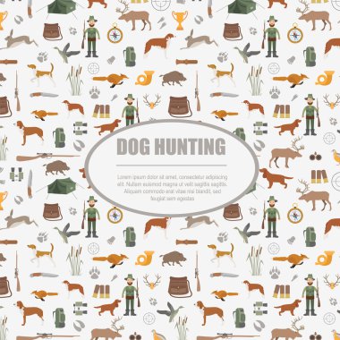 Avcılık desen. Köpek av, ekipman. Düz stil