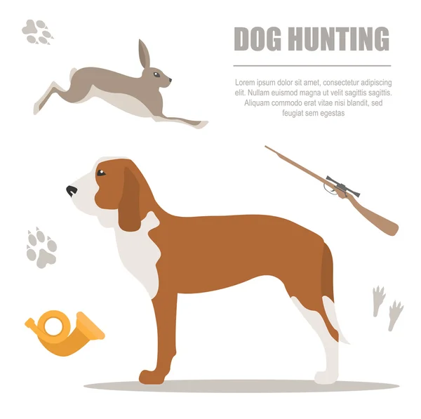 Dog hunting. Flat style. — Stock Vector