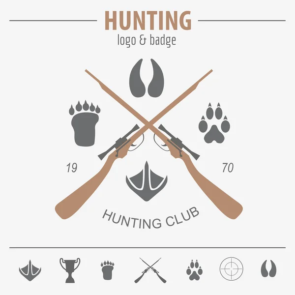 Hunting logo and badge template. Equipment.  Flat design. Vector — Stock Vector