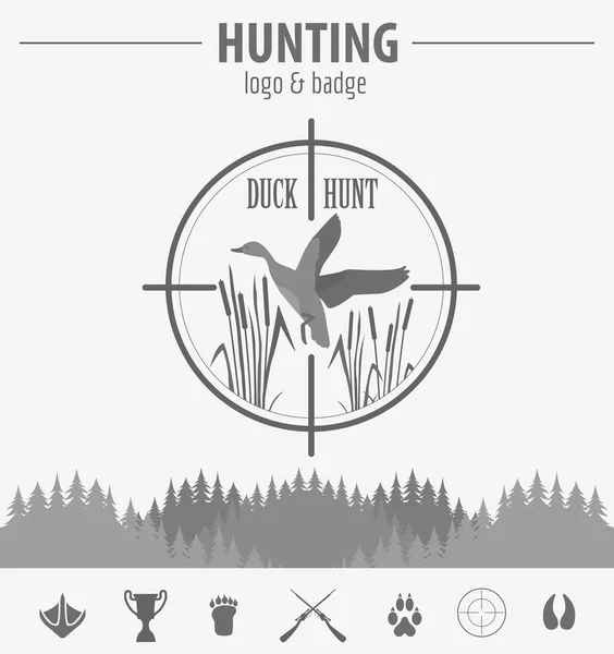 Hunting logo and badge template. Flat design. Vector illustratio — Stock Vector