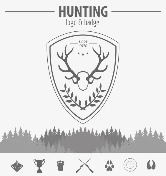 Hunting logo and badge template. Flat design. Vector illustratio — Stock Vector