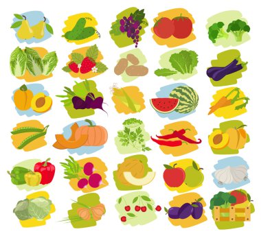 Meyve ve sebze. Beslenme. Icon set