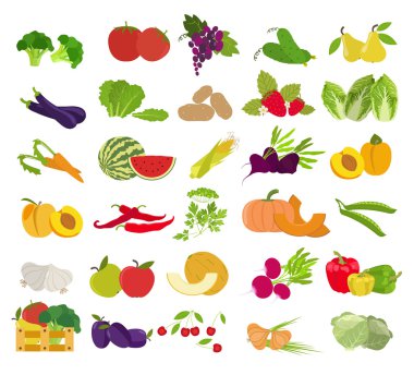 Meyve ve sebze. Beslenme. Icon set