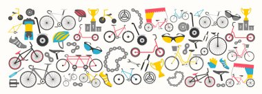 Bisiklet afiş grafik tasarım. Kiralama türleri. Vektör çizim f