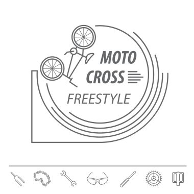 Bisiklet ince çizgi tasarım logo şablonu. Vektör çizim